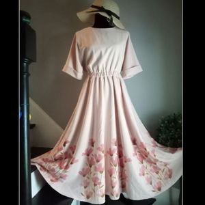 Gorgeous Pink Floral Flare Maxi Dress XL